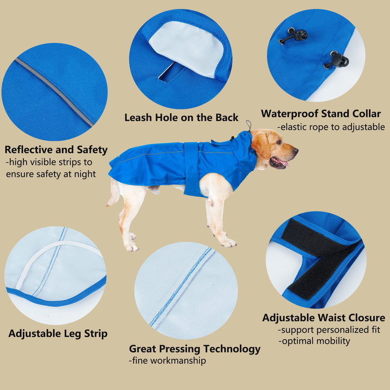Adjustable Waterproof Dog Raincoat for Dogs,Lightweight Pet Rain Jacket Puppy Clothes with Reflective Strip for Small Medium Large Dogs Yellow - BeesActive Australia