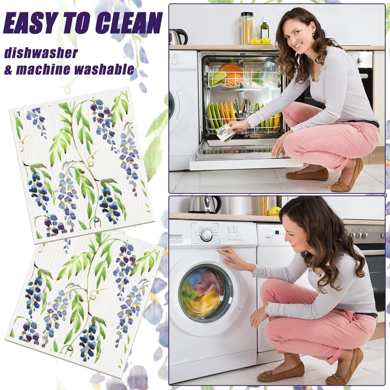 Remagr Swedish Kitchen Dish Towels Wildflowers Kitchen Cloths Reusable Sponge Cleaning Cloths Absorbent Dish Cloth Quick Drying Washable Cleaning Wipes No Odor Hand Towel (12) 12 - BeesActive Australia