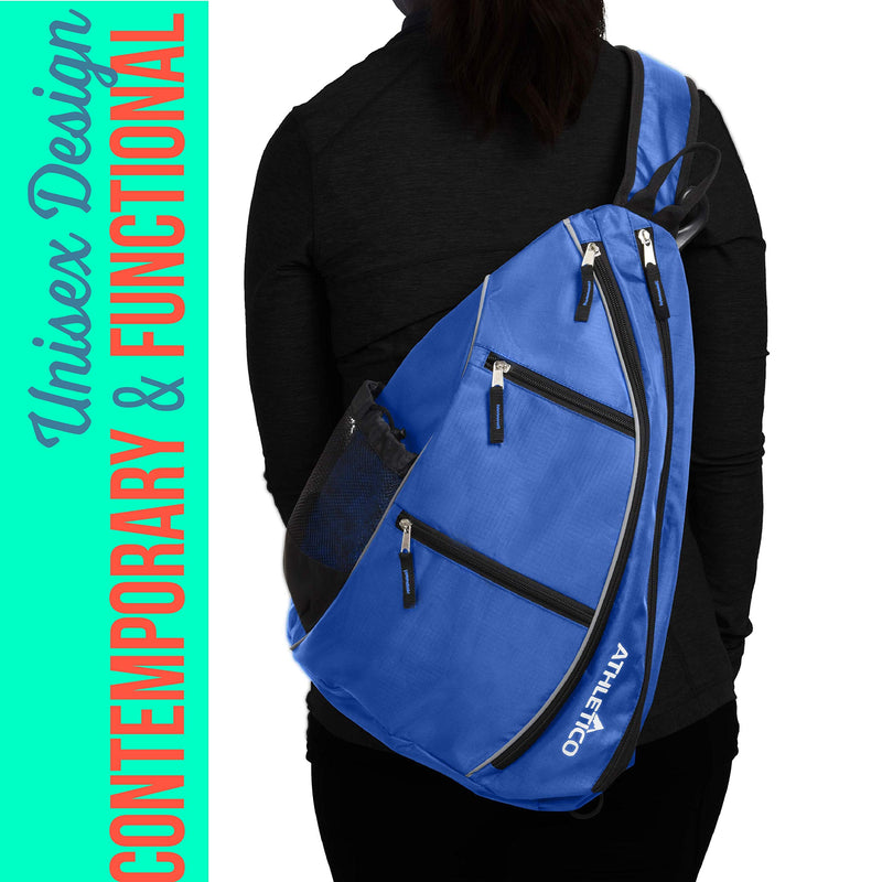 Athletico Sling Bag - Crossbody Backpack for Pickleball, Tennis, Racketball, and Travel for Men and Women Blue - BeesActive Australia