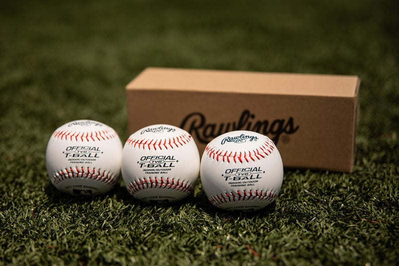 [AUSTRALIA] - Rawlings Youth Tball or Training Baseballs, Box of 3 Tballs, TVBBOX3, White, Official Size 