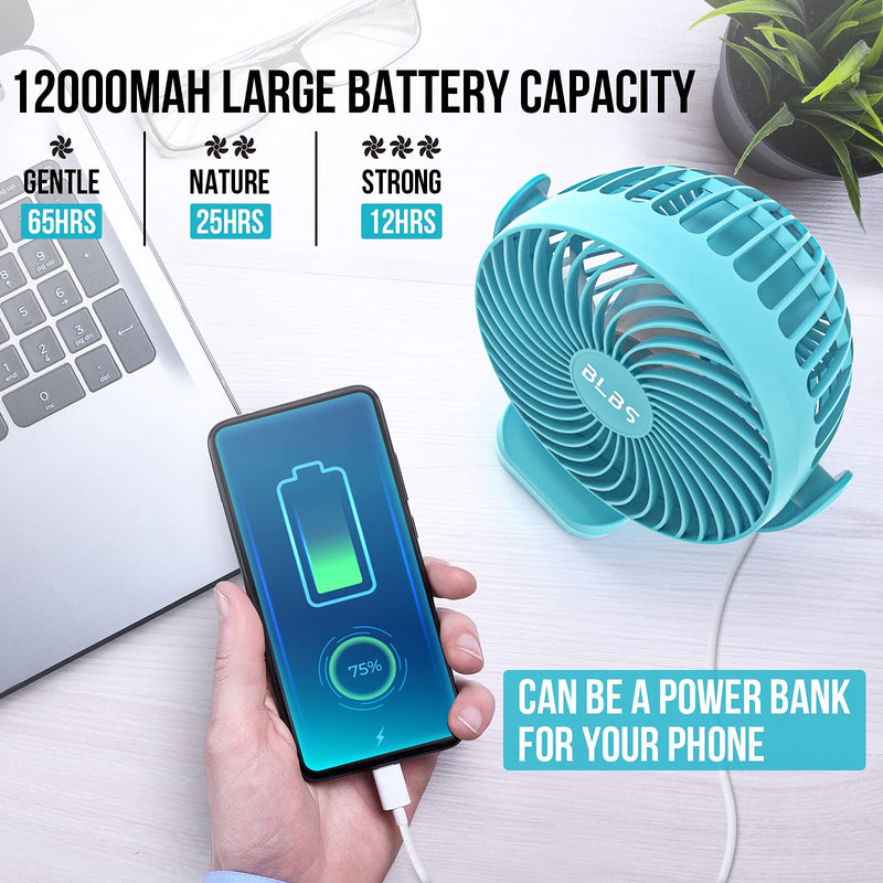 Camping Fan with LED Light - 12000mAh 65 Hours Battery Powered Fan, Rechargeable Fan Use As Power Bank, Tent Fan with Hanging Hook, Portable Clip On Fan, Ceiling Fan for Tent Golf Cart RV Stroller Bed - BeesActive Australia