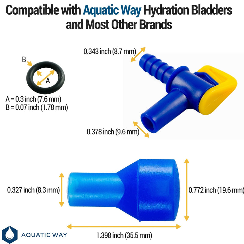 Aquatic Way Bite Valve Replacement Mouthpieces fits Camelbak and Most Brands (4-Pack), with Shutoff Valve and Tube O-Ring for Hydration Bladder and Backpack Water Reservoir Blue - BeesActive Australia