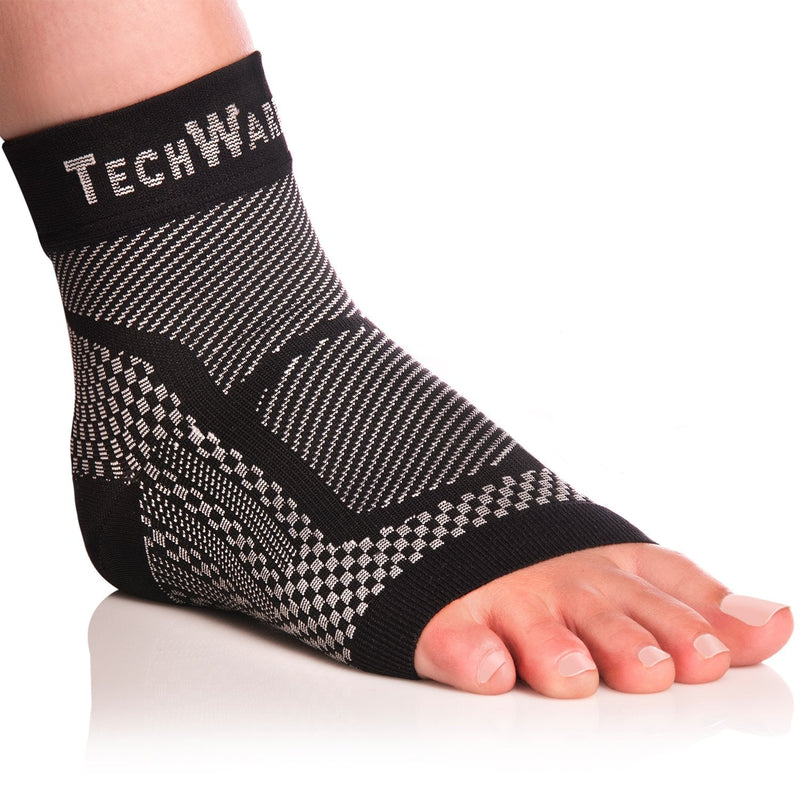 TechWare Pro Ankle Brace Compression Sleeve - Relieves Achilles Tendonitis, Joint Pain. Plantar Fasciitis Sock with Foot Arch Support Reduces Swelling & Heel Spur Pain. Injury Recovery for Sports Black L / XL (see size chart) - BeesActive Australia