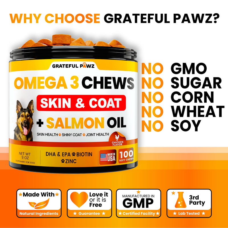 Omega 3 for Dogs - Fish Oil for Dogs Chews - Allergy and Dog Itch Relief - Dog Anti Shedding Supplement - Joint Health Treatment - Dog Skin and Coat Supplement - Salmon Oil - EPA & DHA Fatty Acids - BeesActive Australia