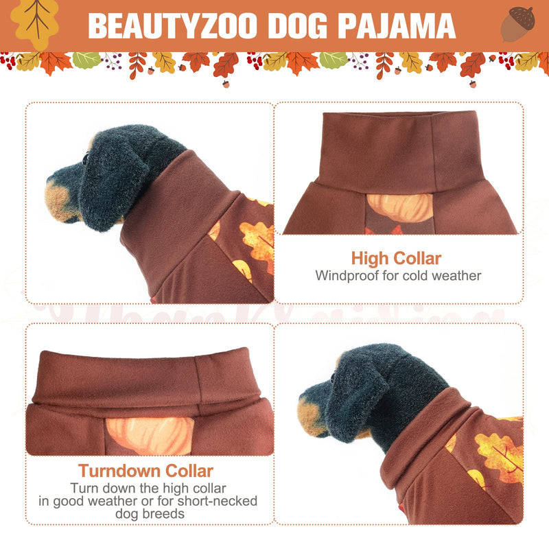 BEAUTYZOO Dog Pajamas Girl Boy Plaid Dog Pjs Puppy Clothes Hair Shedding Cover Doggie Oneies Cat Pjs Doggy Jammies for Autumn Winter Medium Brown - BeesActive Australia