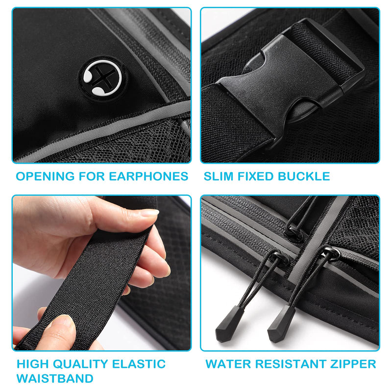 ANBEKO Universal Running belt with Extender, Large Capacity Runner Waist Pack with 4 Pockets,Hiking Travel Camp Running Workout Belt Bag,Reflective No Bounce Waist Bag,Easy Carry any Large Phones - BeesActive Australia