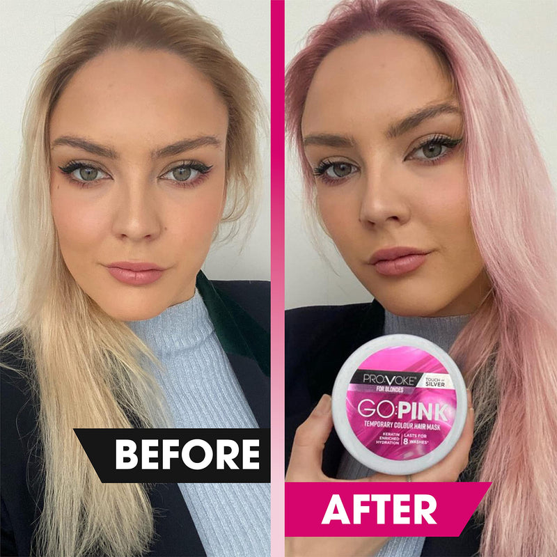 PROVOKE Go Pink Temporary Colour Hair Mask 300ml, NEW Go Pink Without Commitment Lasts 8 Washes, Keratin Enriched Formula 300 ml (Pack of 1) - BeesActive Australia