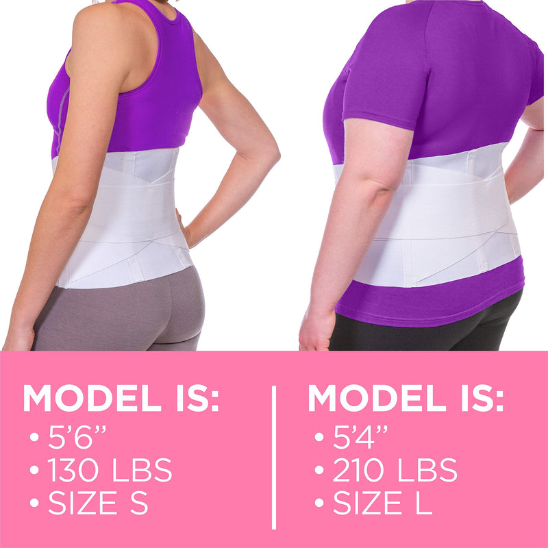 BraceAbility Women's Back Brace for Female Lower Back Pain - Lightweight Soft White Elastic Lumbar Compression Support Belt is Discreet Under Clothes for Ladies, Nurses, Walking (Medium) Medium (Pack of 1) - BeesActive Australia