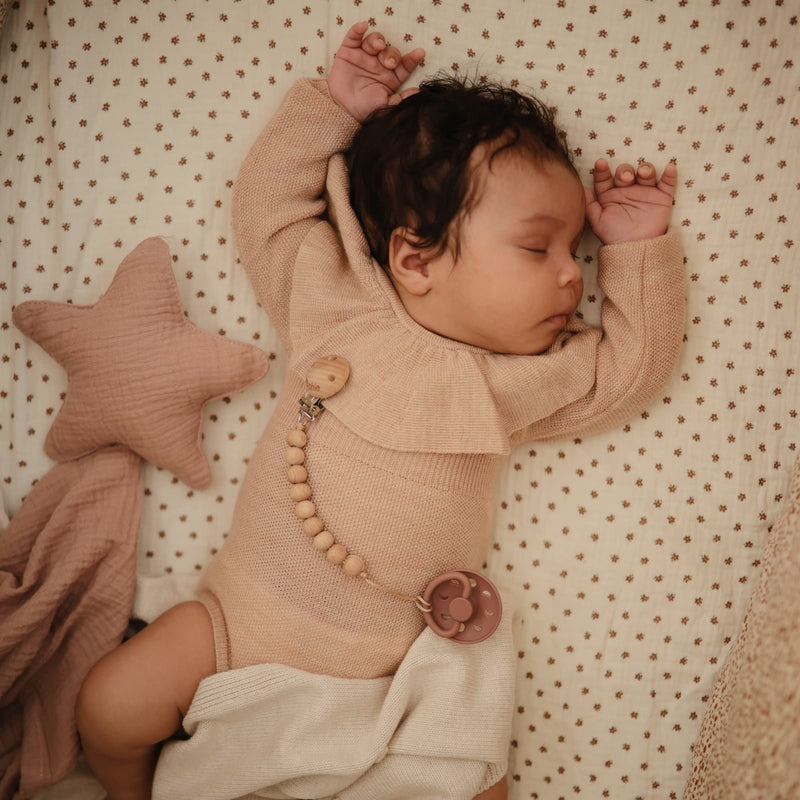 FRIGG Moon Natural Rubber Baby Pacifier | Made in Denmark | BPA-Free (Blush/Cream, 0-6 Months) 2-Pack 0-6 Month Blush/Cream - BeesActive Australia