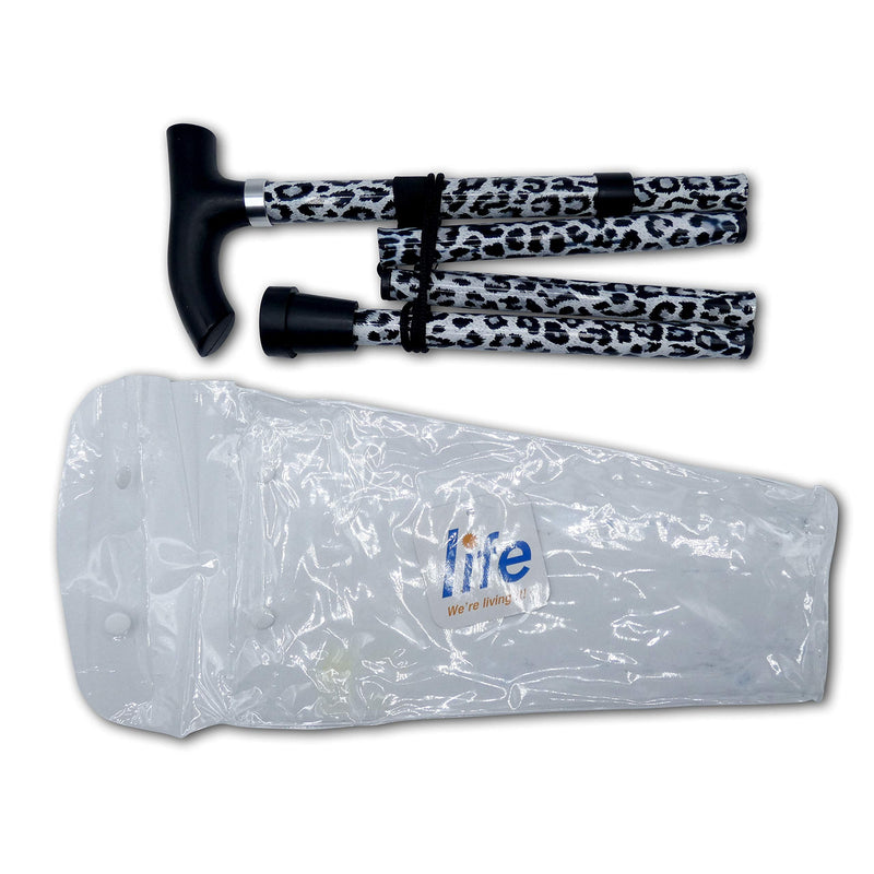 Life Healthcare Walking Stick, Flexible and Durable Mobility Aid, Collapsible & Adjustable from 33-37 Inches - Black Leopard - BeesActive Australia