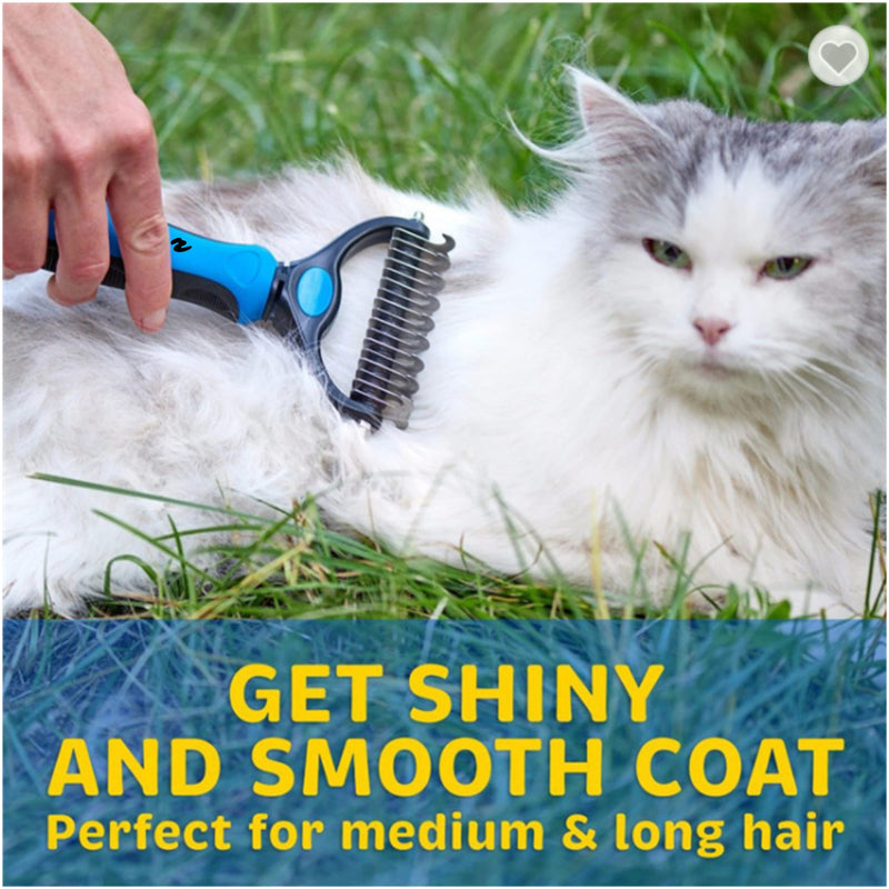 ANCHOR Pet Grooming Brush-Double Sided Shedding and Dematting Undercoat Rake Comb for Dogs and Cats, No More Nasty Shedding or Flying Hair (Blue) Blue - BeesActive Australia