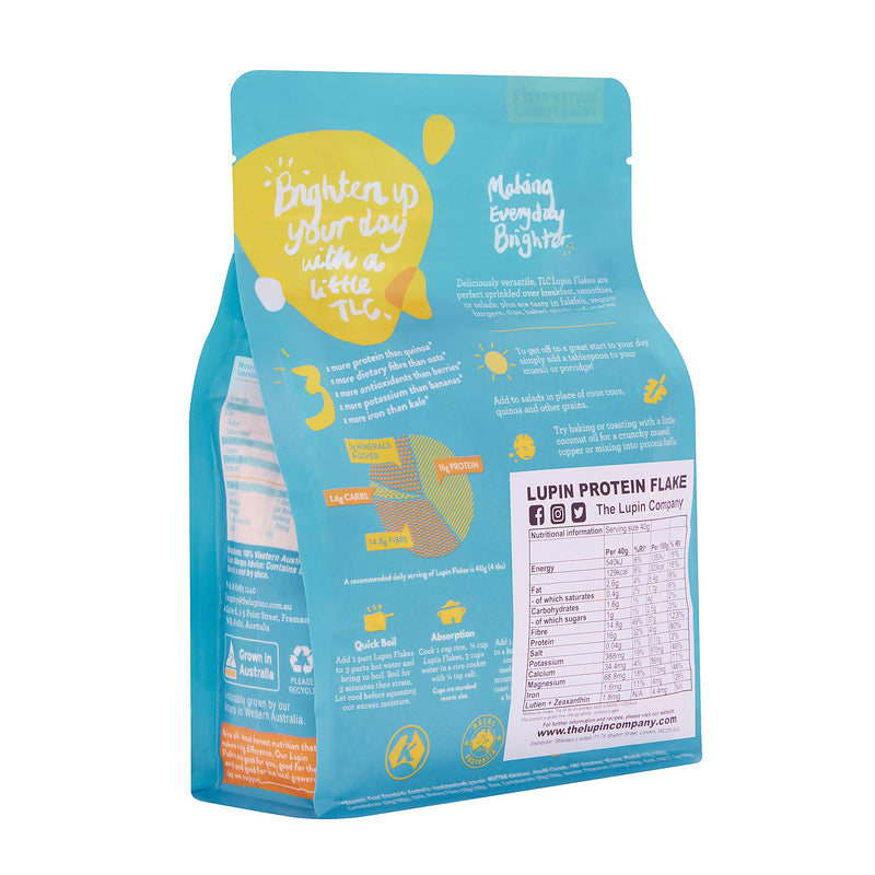 TLC Lupin Protein Flakes - 400g pack. Vegan, Gluten-Free, Low-carb, Keto. 40% Protein, Complete Protein Source. 100% Natural Product. - BeesActive Australia