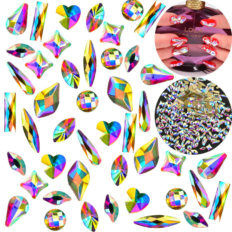 Massive Beads Mixed Flat Back Crystal Rhinestones Gems for 3D Nail Art Phone DIY (10Shapes, MIX SHAPE 2) 10-Shapes - BeesActive Australia