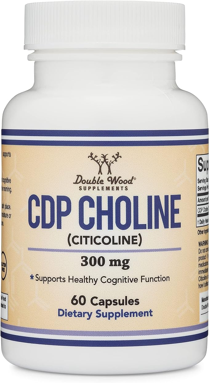 Double Wood Supplements CDP Choline (Citicoline) Supplement, Made in the USA (60 Capsules 300mg) - BeesActive Australia