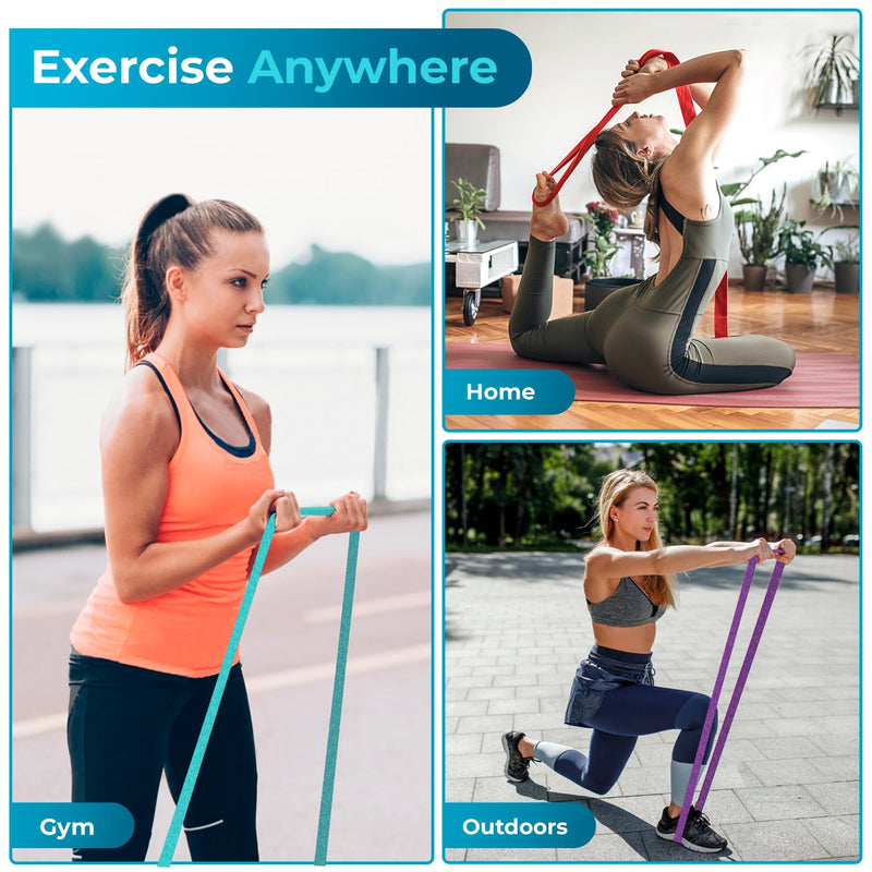 Beenax Long Resistance Bands (Set of 3), Fabric Exercise Bands for Women, Cloth Loop Bands with 3 Resistance Levels for Full Body Workout, Stretching, Fitness, Assisted Pull Up and Strength Training Red, Purple, Cyan - BeesActive Australia