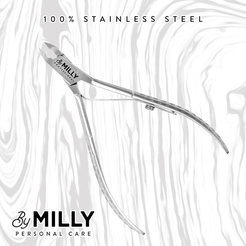 By MILLY Professional Cuticle Trimmer - All Stainless Steel - Sharp Blades - Cuticle Nipper, Cutter & Remover for Manicure And Pedicure - Essential Nail Tool for Home, Spa or Saloon - (Silver) Silver - BeesActive Australia