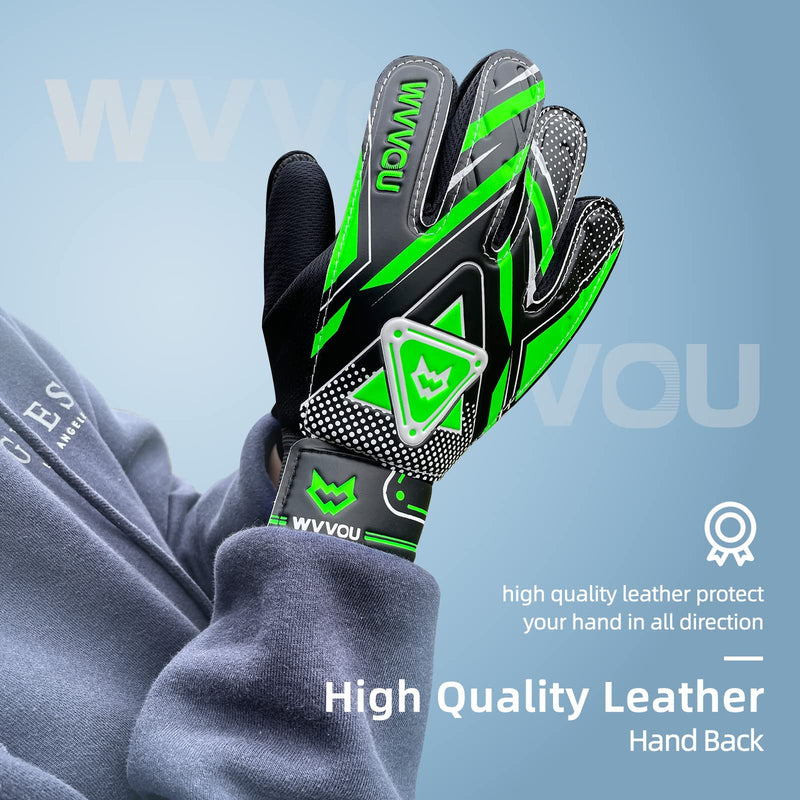 WVVOU Goalkeeper Gloves for Kids Youth, Soccer Goalie Gloves with Double Protection, Anti-Slip Soccer Gloves, Super Grip 6 Green - BeesActive Australia