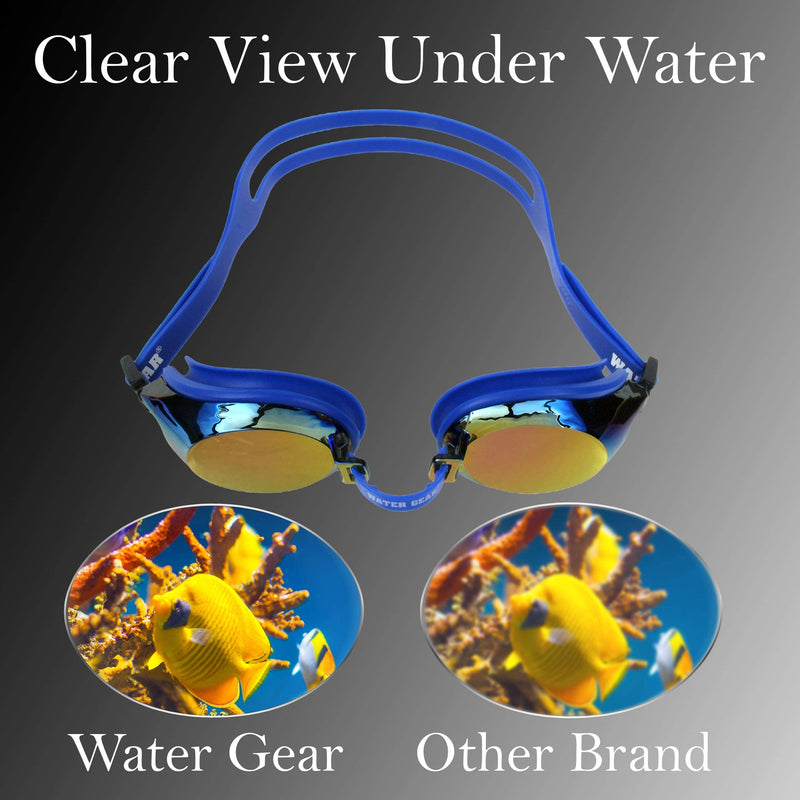 Water Gear Finalist Swim Goggles - Anti-Fog Junior fit for Competition - Great for Pool and Diving Metallic Blue - BeesActive Australia