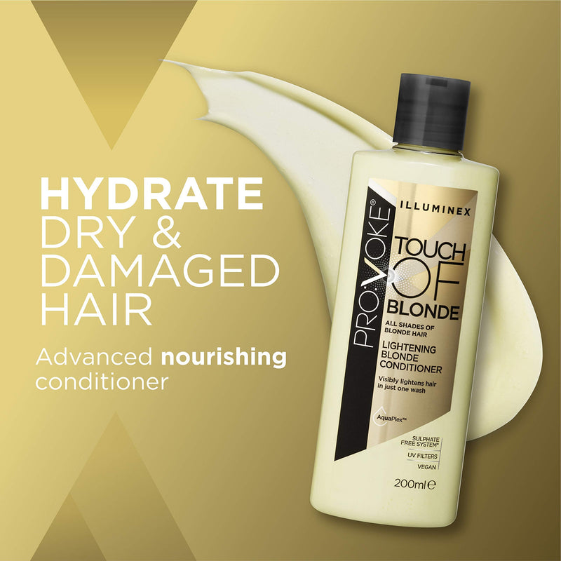 PROVOKE Illuminex Touch of Blonde Lightening Blonde Shampoo and Conditioner Duo Pack 200 ml, For Warm Blonde & Highlighted Blonde Hair - BeesActive Australia