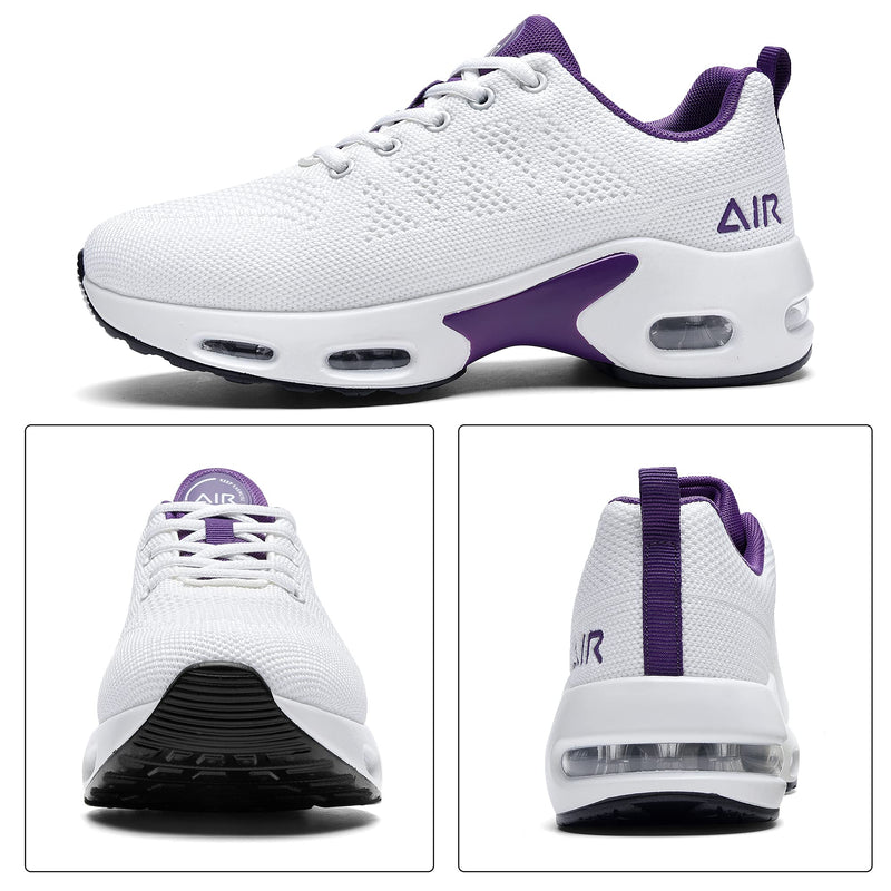 SURRAY Women's Air Running Shoes Walking Tennis Sneakers Non-Slip Athletic Fashion Casual Light Shoes(US5.5-11 B(M) 6 White Purple - BeesActive Australia