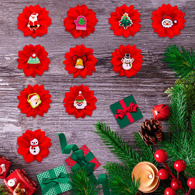 Masue Pets 30pcs/Pack Christmas Dog Hair Bows for Christmas Dog Bows with Rubber Bands Puppy Pet Hair Accessories Topknot - BeesActive Australia