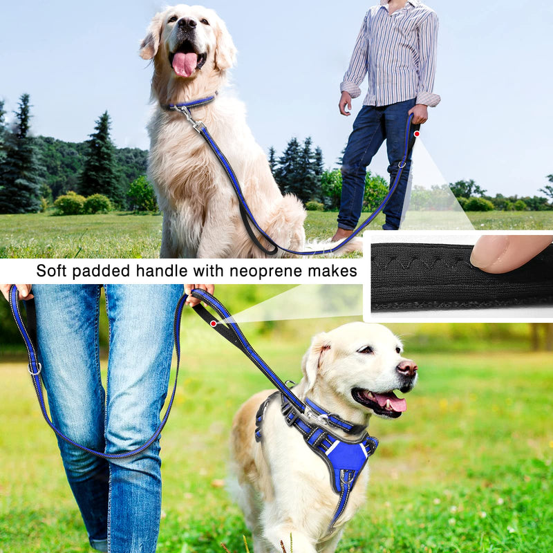 WINSEE Pet Harness Collar and Leash Set, All-in-one Reflective Dog Harness No Pull with Adjustable Buckles for Puppies, Small, Medium, Large, and Extra-Large Dogs Dark Blue - BeesActive Australia