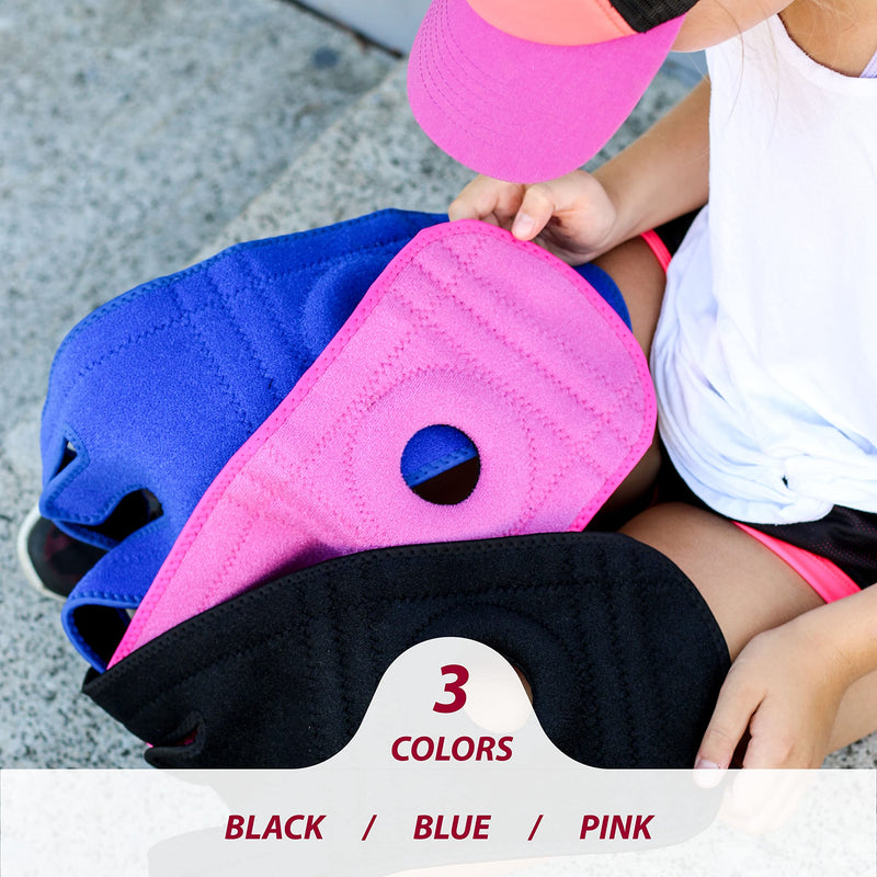 KARM Kids Knee Support Brace - Childs Knee Support for Children - Girls & Boys | Osgood Schlatter Knee Support Kids | Arthritis Pain & Knee Conditions & Sports | Adjustable Compression (Black) One Size Black - BeesActive Australia