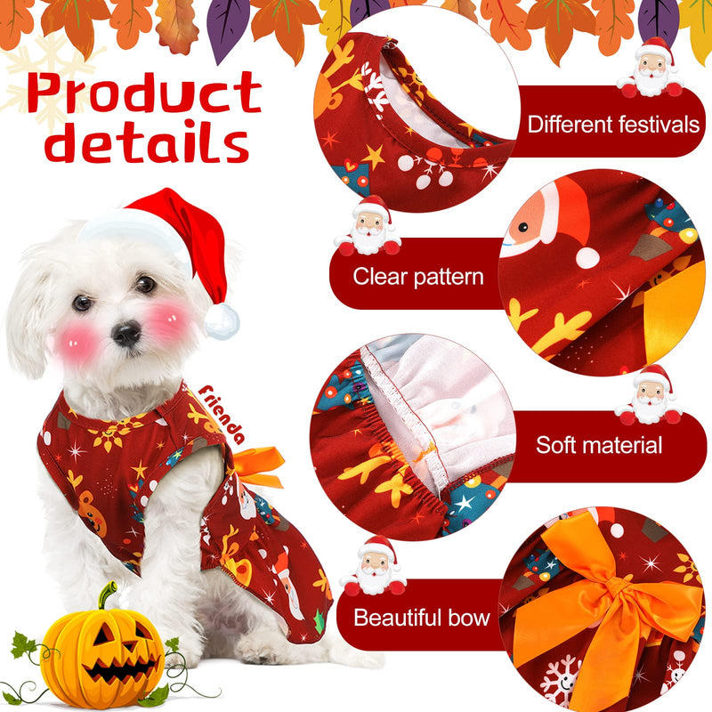 6 Pieces Holiday Dog Dress for Small Dogs Christmas Pet Dresses Thanksgiving Skirts Dog Bowknot Puppy Festival Skirts Christmas Cute Apparel Girl Clothes for Small Dogs Cats Animal L (7-9lbs） - BeesActive Australia