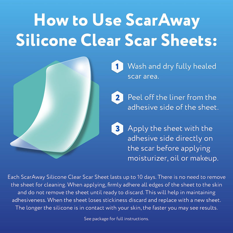 ScarAway Clear Silicone Scar Sheets, White, 10 Count 10 Count (Pack of 1) Clear Sheet - BeesActive Australia