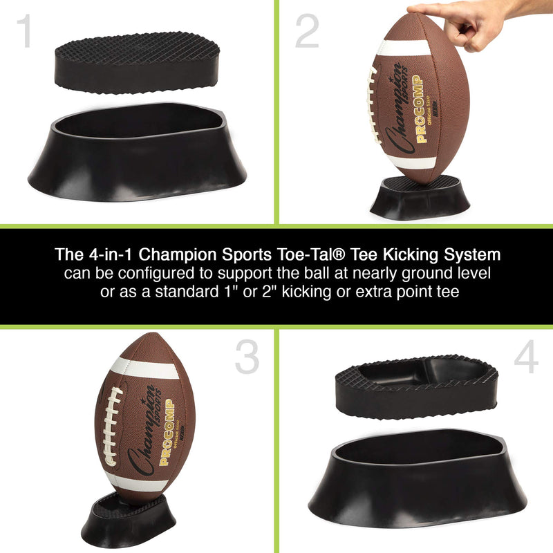 [AUSTRALIA] - Champion Sports Adjustable 4-in-1 Football Kicking Tee Set for Kickoff Practice - Configurable Ball Holder. Kicking Block, Stand for Low and High Kicks - for Adults, Kids, Coaches 