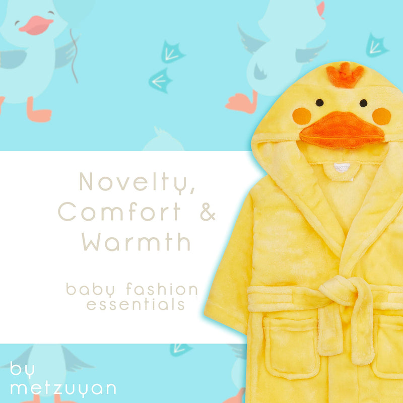 Metzuyan Baby Girls & Boys Animal Themed Plush Fleece Unisex Dressing Gown Robe 0-6 Months Duck - BeesActive Australia