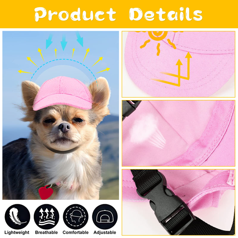 Yikeyo Dog Hat for Small Dogs Dog Sun Hats with Ear Holes, Pet Puppy Baseball Cap for Summer Dog Visor Caps Pink - BeesActive Australia