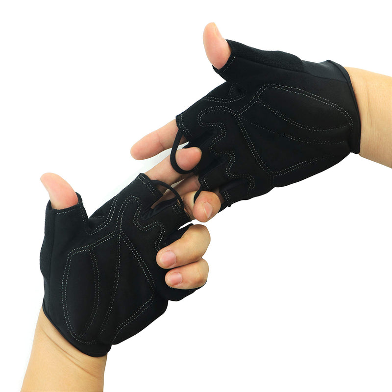 LuxoBike Cycling Gloves Bicycle Gloves Bicycling Gloves Mountain Bike Gloves – Anti Slip Shock Absorbing Padded Breathable Half Finger Short Sports Gloves Accessories for Men/Women Black 100 - Half Finger Small - BeesActive Australia