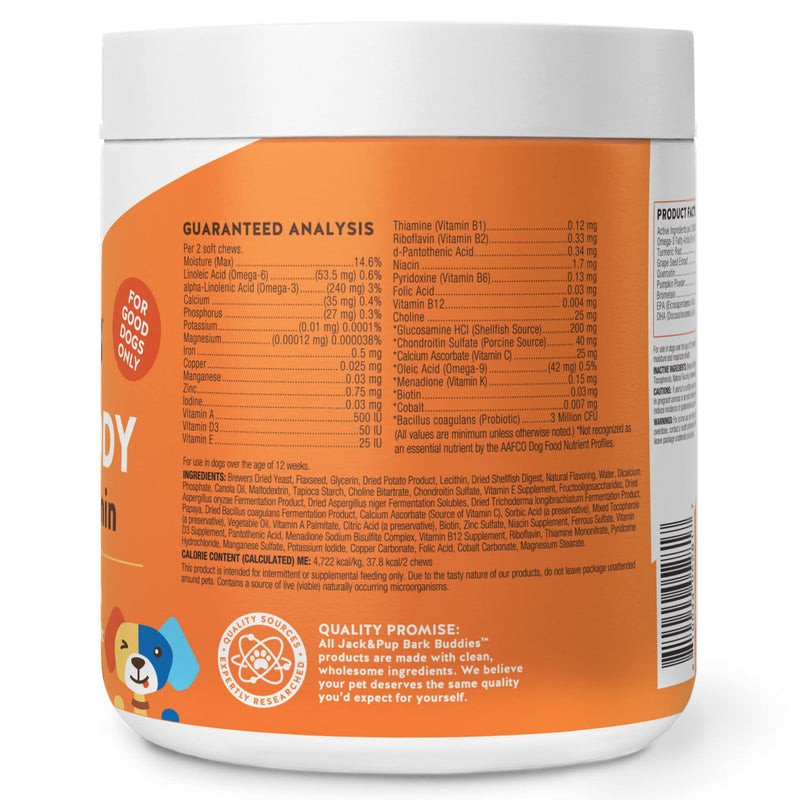 Jack&Pup Dog Vitamins and Supplements Multivitamins for Dogs - Bark Buddies Multi-Buddy Dog Multivitamins Chewable Soft Chews Puppy Vitamins and Supplements - Dog Supplements & Vitamins (60ct) - BeesActive Australia