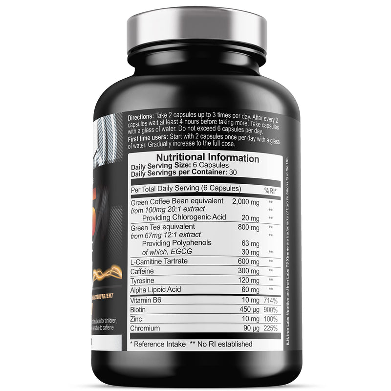 Iron Labs T5 Xtreme for Men and Women – Keto Diet Friendly – Plus Green Tea Extract, L Carnitine and Caffeine – High in Chromium for Macronutrient Metabolism – 180 Vegetarian Capsules Original - BeesActive Australia