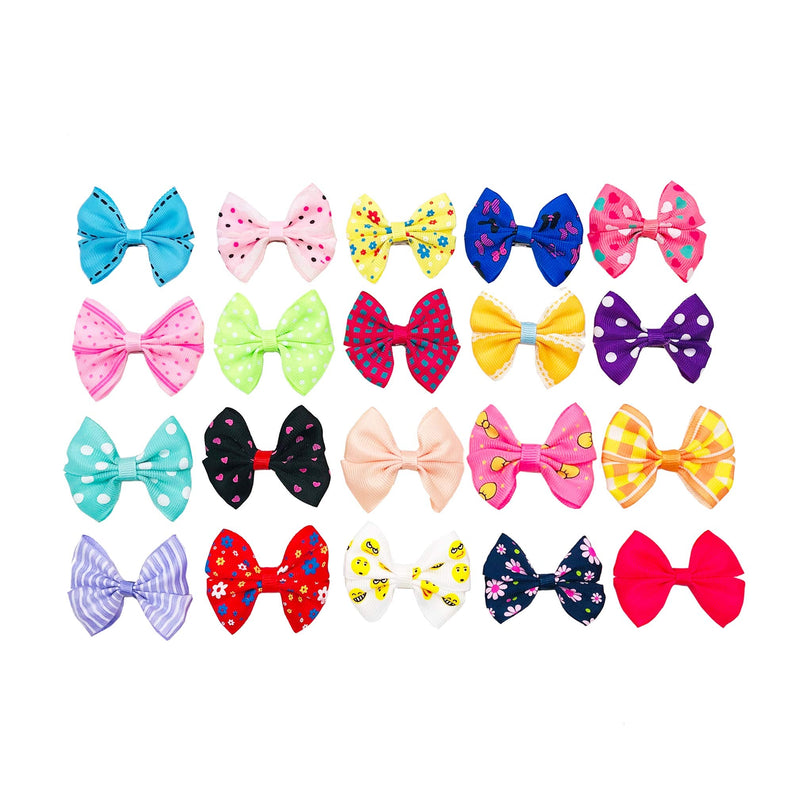 PET SHOW 20pairs Big Bowknot Dogs Hair Bow Clips with French Barrette Clip for Small Medium Large Dogs Puppies Cats Topknot Grooming Hair Accessories - BeesActive Australia