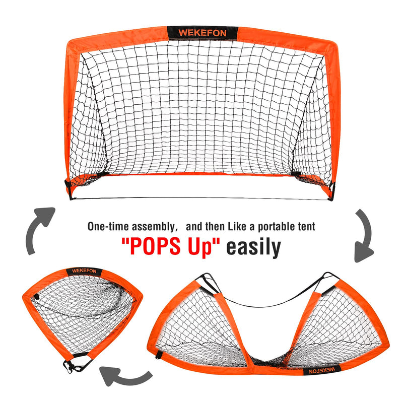 WEKEFON Soccer Goals, Set of 2 - Size 3.6'x2.7' Portable Foldable Pop Up Soccer Net for Backyard Training Goal for Kids and Youth Soccer Practice with Carry Bag - BeesActive Australia