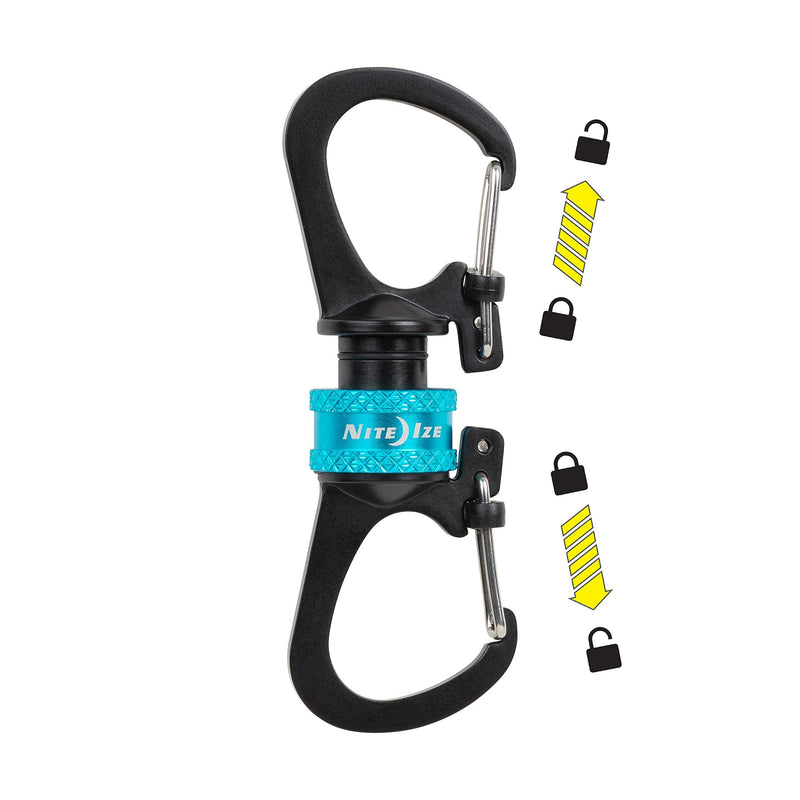 Nite Ize MSBL-03-R7 SlideLock 360° Magnetic Locking Dual Carabiner, Blue - BeesActive Australia