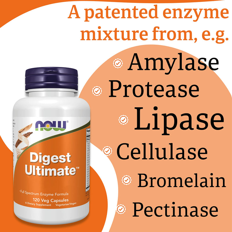 Now Foods, Digest Ultimate (Digestive Dnzymes), 120 Vegan Capsules, Lab-Tested, SOYA Free, Gluten Free, Non-GMO, Vegetarian - BeesActive Australia