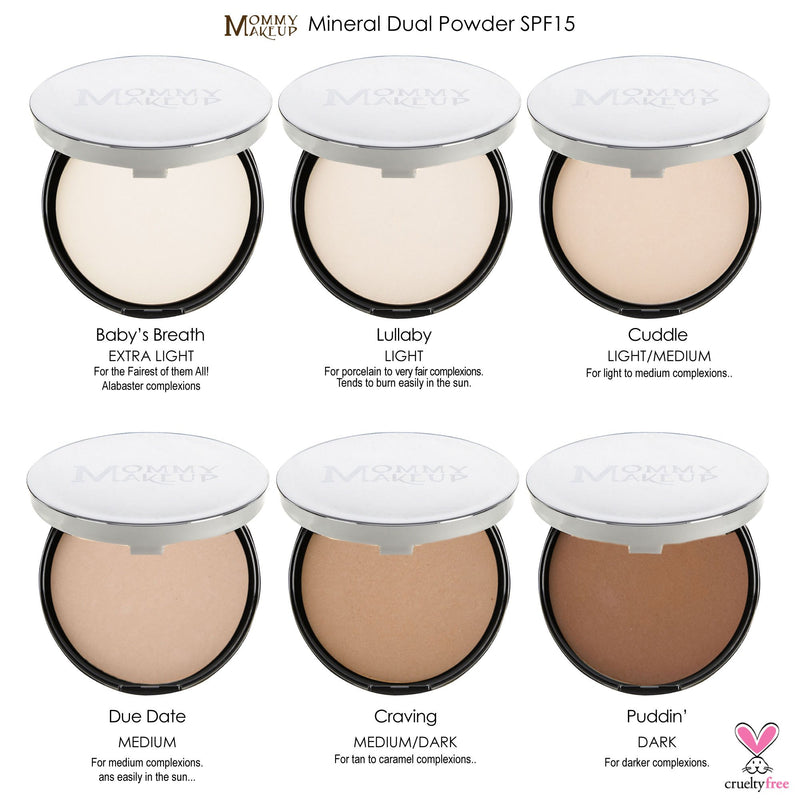 Mommy Makeup Mineral Dual Powder SPF15 [4-in-1 Pressed Mineral Foundation] 0.45 ounce - Oil-free, Talc-free, Fragrance-free, Paraben-free - Due Date - BeesActive Australia