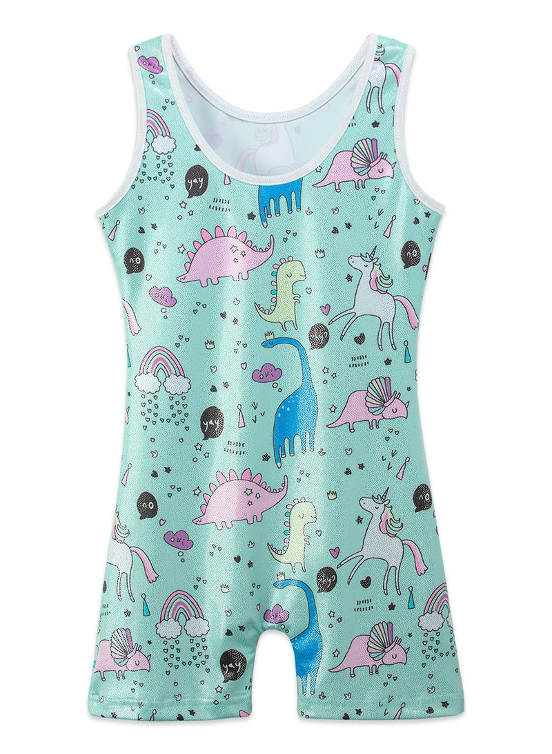 Gymnastics Leotards for Girls Toddlers Biketards Unicorn Dinosaur Rainbow Mermaid Leopard Donut Galaxy 1-2T Aqua Blue - BeesActive Australia