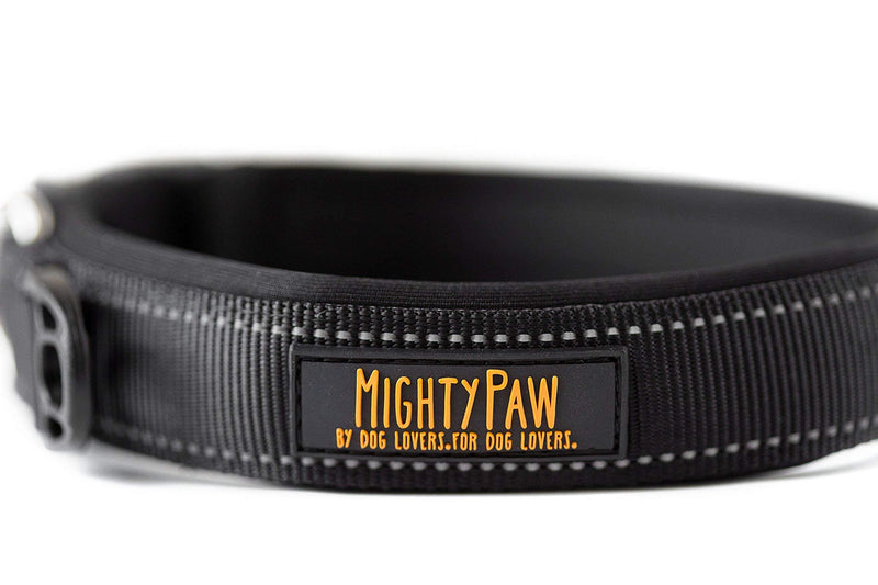 Mighty Paw Neoprene Padded Dog Collar, Reflective Running Dog Collar, Premium Quality Sports Collar, Extra Comfort for Active Dogs Black- Large - BeesActive Australia