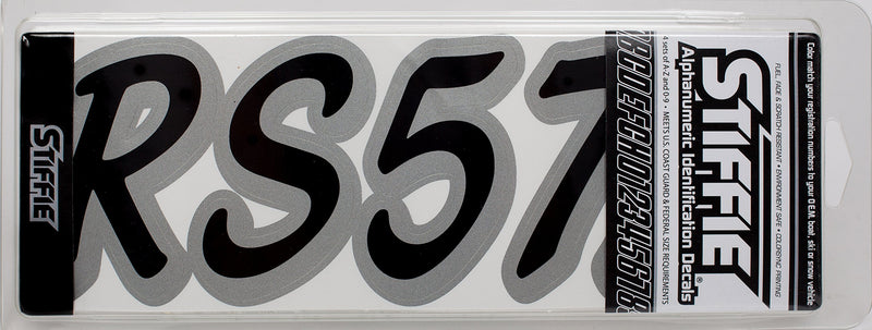 [AUSTRALIA] - Whipline Solid Black/Silver Super Sticky 3" Alpha-Numeric Registration Identification Numbers Stickers Decals for Boats & Personal Watercraft 