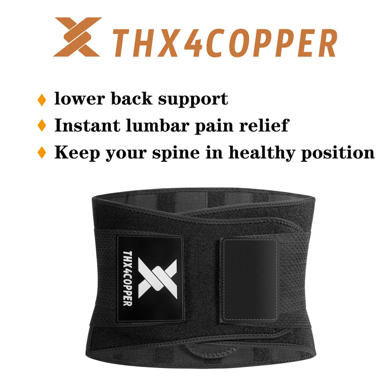 Thx4COPPER Compression Lower Back Brace, Waist Support Belt-Pain Relief, Posture, Spine Straight-Adjustable Lumbar Wrap for Scoliosis, Sciatica, Spasms, Herniated, Disc with Removable EVA Lumbar Pad L (Pack of 1) - BeesActive Australia