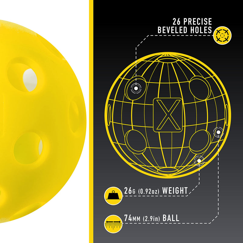 Franklin Sports X-26 Performance Indoor Pickleballs - USA PICKLEBALL APPROVED Yellow 12 Pack - BeesActive Australia