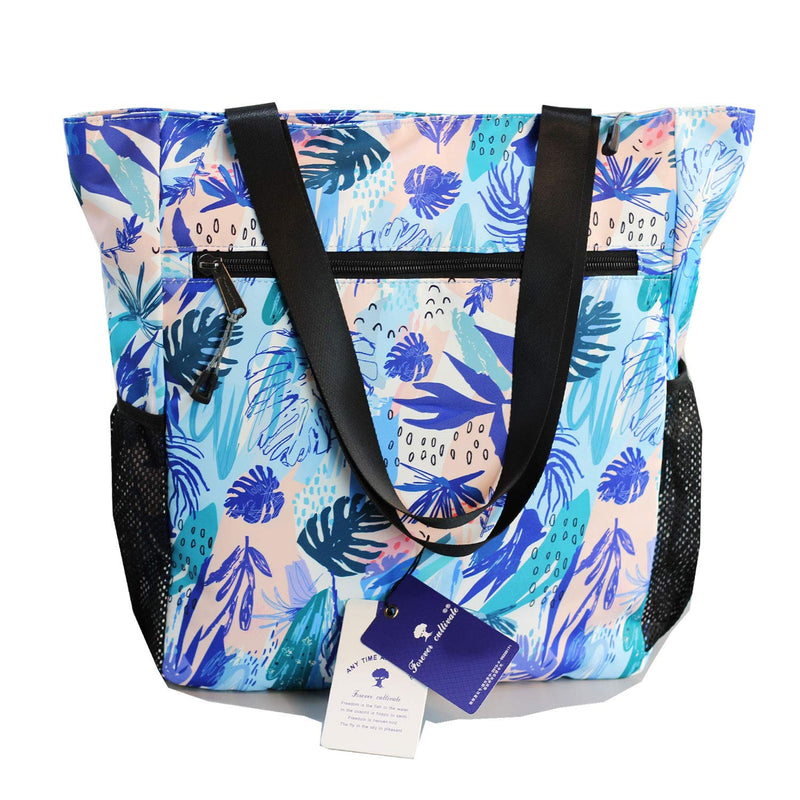 Original Floral Water Resistant Large Tote Bag Shoulder Bag for Gym Beach Travel Daily Bags Upgraded [A] Floral Leaf - BeesActive Australia