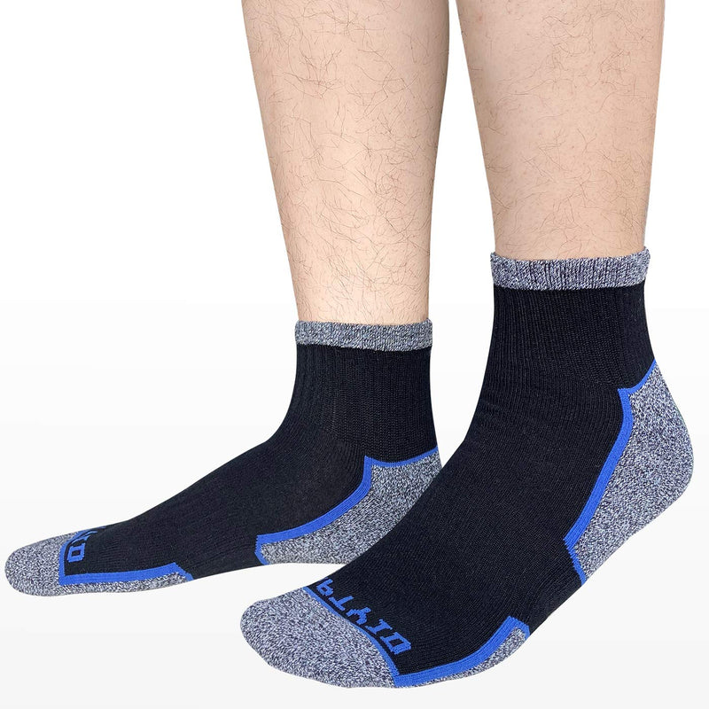 [AUSTRALIA] - APTYID Men's Ankle Quarter Performance Cushion Athletic Running Socks (6 Pairs) Shoe Size: 6-12 Black02 