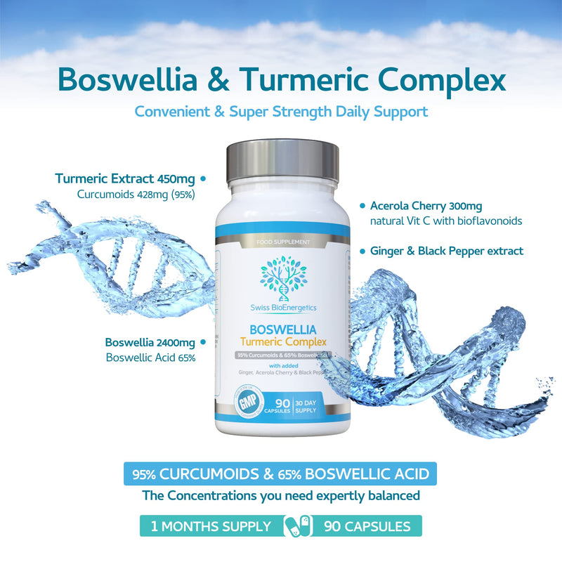 Boswellia & Turmeric Complex � 90 Capsules � containing Minimum 95% Curcumoids & 65% Boswellic Acid - BeesActive Australia