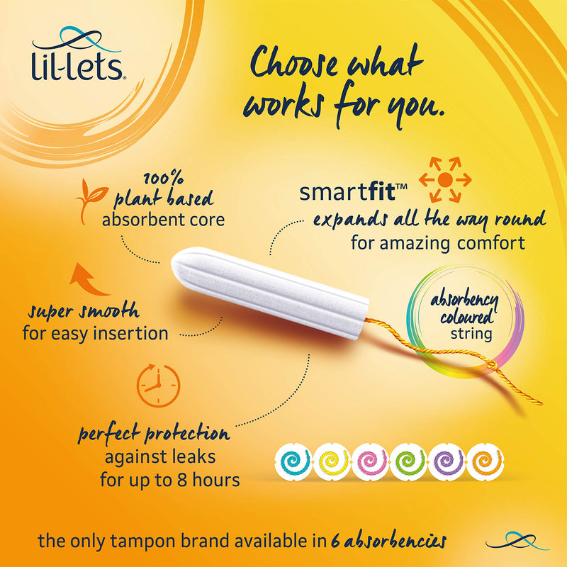 Lil-Lets Non-Applicator Regular Tampons X 96 | 6 Packs of 16 | Light to Medium Flow Single - BeesActive Australia