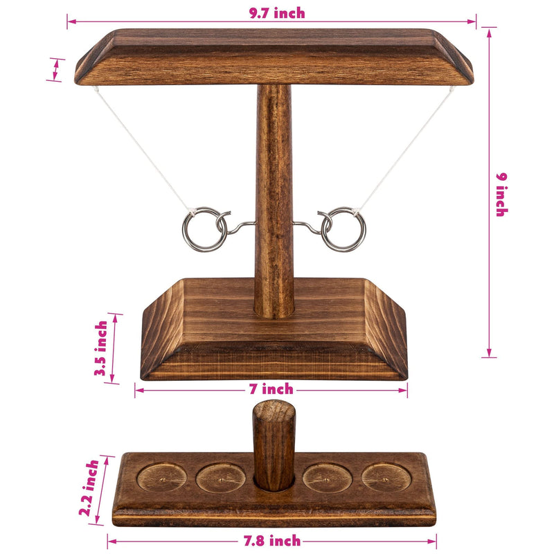 DreamToyz Ring Toss Game, Ring Toss with Shot Ladder, Fun Hook and Ring Game, Handmade Wooden Interactive Game for Home, Party, Him & Her, Brown 9.7" X 9" Median - BeesActive Australia